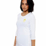 Ladies White 3/4 Sleeve Stretch Shirt